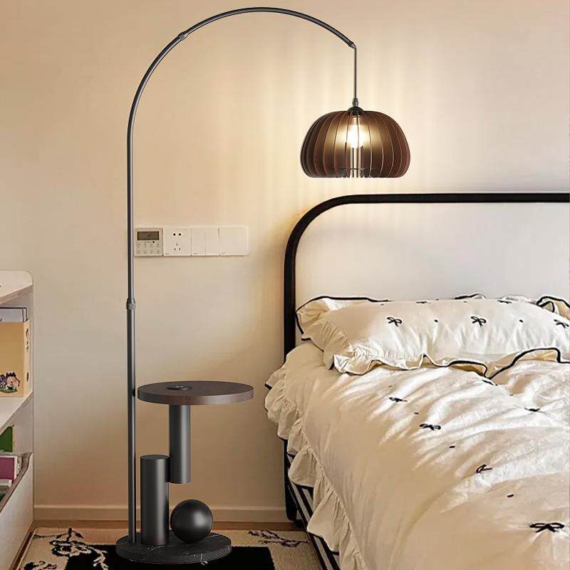 高级感中古风南瓜落地灯客厅沙发旁感卧室床头柜置物一体装饰灯