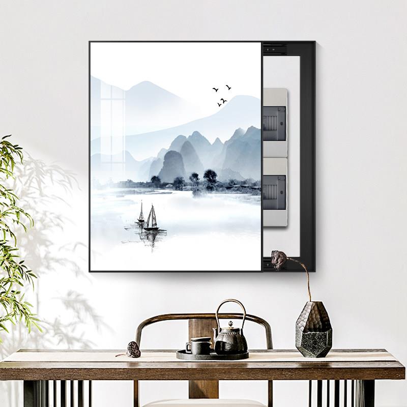 电表箱装饰画电箱画配电箱遮挡免打孔水墨山水风景国画新中式挂画