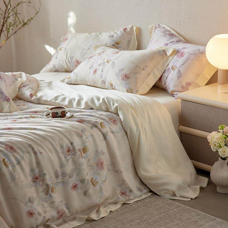 高端100支进口兰精天丝四件套 2025夏季凉感冰丝床单被套法式