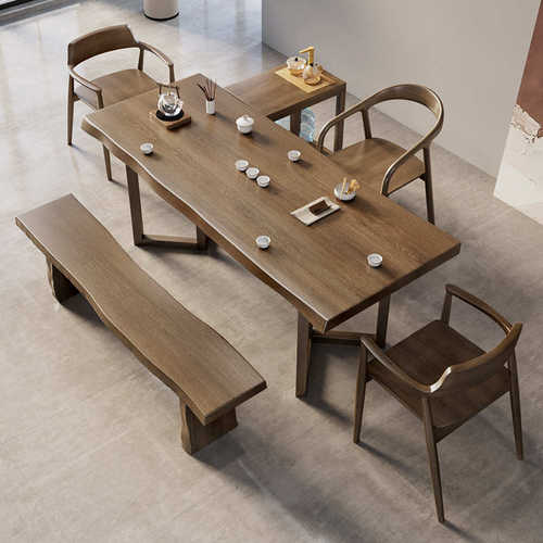 新中式全实木茶桌椅家用客厅泡茶桌办公室接待会客原木茶桌椅组合