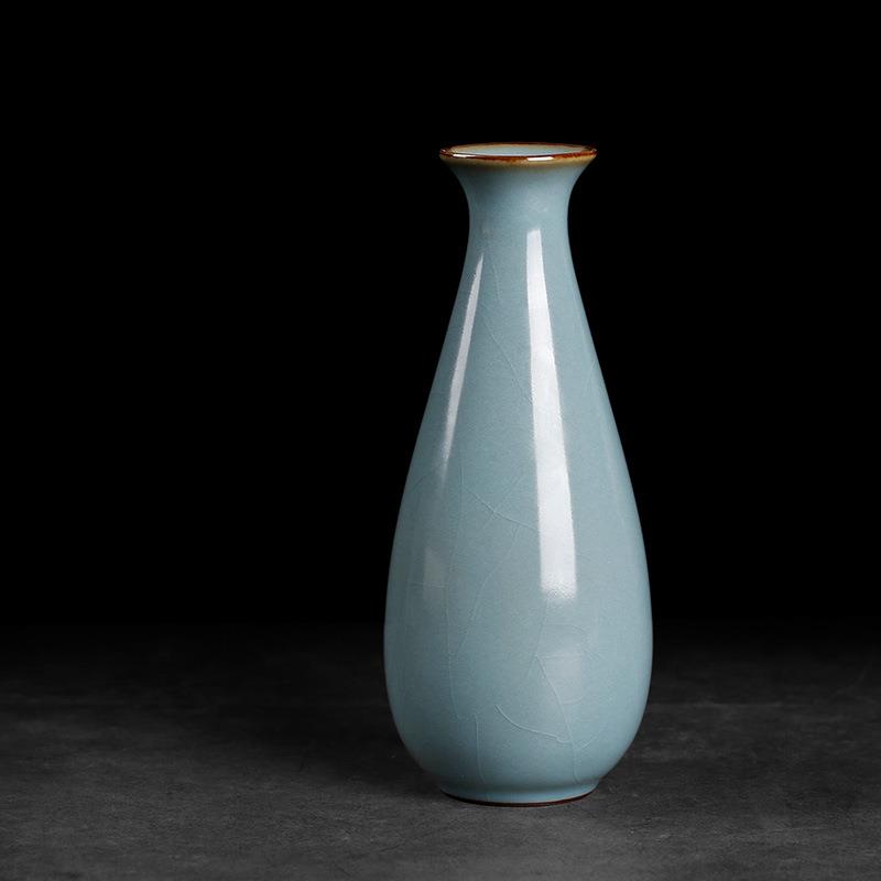 汝窑陶瓷花瓶汝瓷器中式花插装饰品茶桌茶台摆件配件茶具新中式