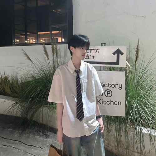 dk制服衬衫男短袖夏季薄款学生班服JK日系学院风基础款领带白衬衣