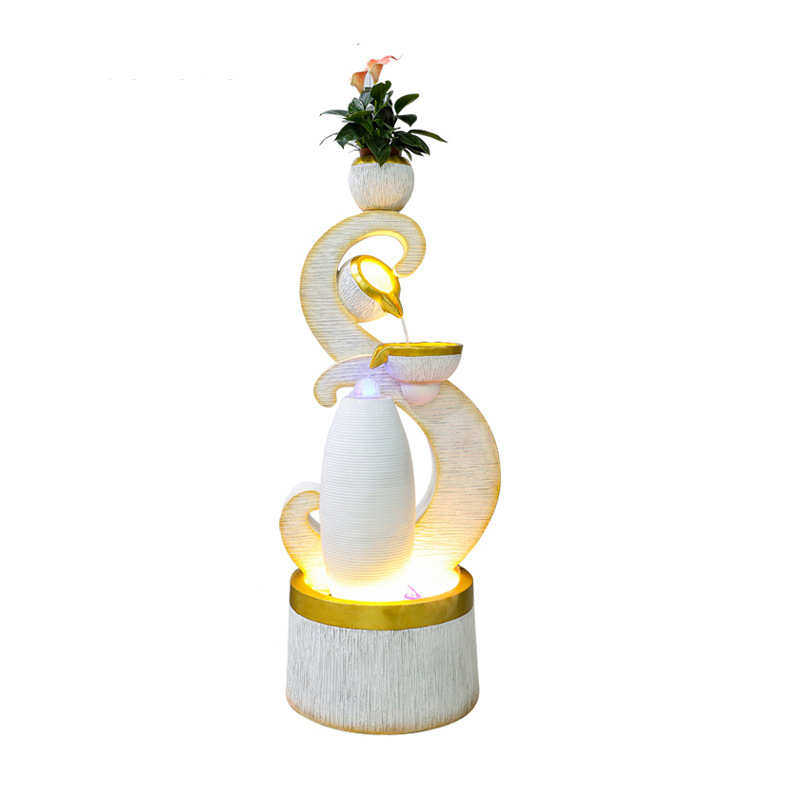 客厅欧式喷泉家居加湿器落地招财流水现代水景摆件室内开业装饰品