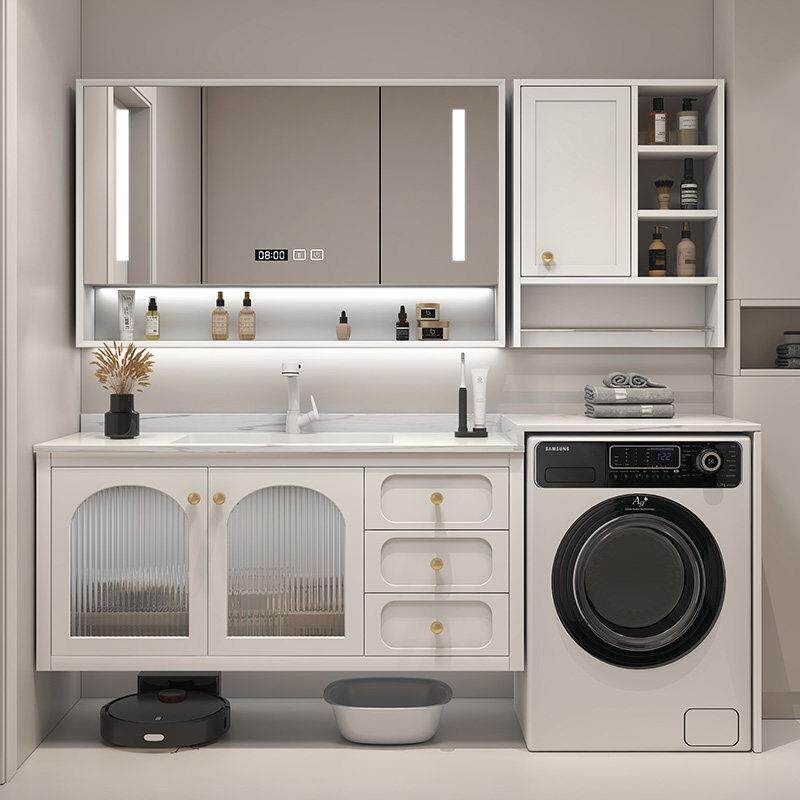 阳台洗衣机一体柜浴室柜组合现代简约化妆室岩板洗漱台洗手脸盆池