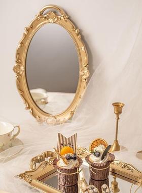 首饰托盘摆件法式复古展示珠宝饰品拍照商品美甲耳环背景镜子道具