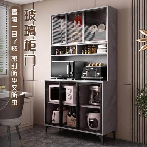 现代简约厨房家用收纳客厅储物高柜餐边柜一体靠墙实木柜子