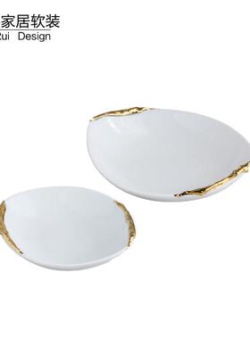 现代轻奢创意陶瓷小果盘点心盘摆件样板放客厅餐桌茶几酒店装饰品