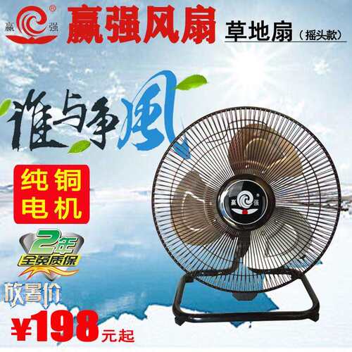赢强/盈强电风扇铁风扇草地扇摇头趴地扇工业商用风扇全铜线电机