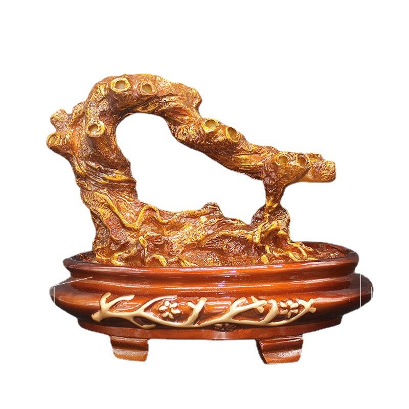 金色发财树工艺品摆件底坐diy手工串玉髓晶宝石散珠子招财树树托