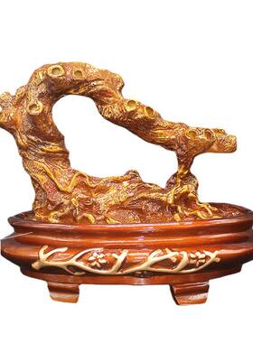 金色发财树工艺品摆件底坐diy手工串玉髓晶宝石散珠子招财树树托