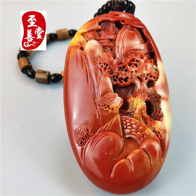 玉石粉仿寿山石雕芙蓉石石粉财源广进手把件观赏奇石送挂绳随机