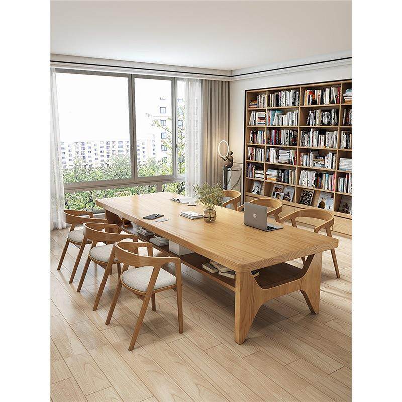 双层实木大书桌长条桌书房书法桌绘画桌去客厅化原木学习桌工作台