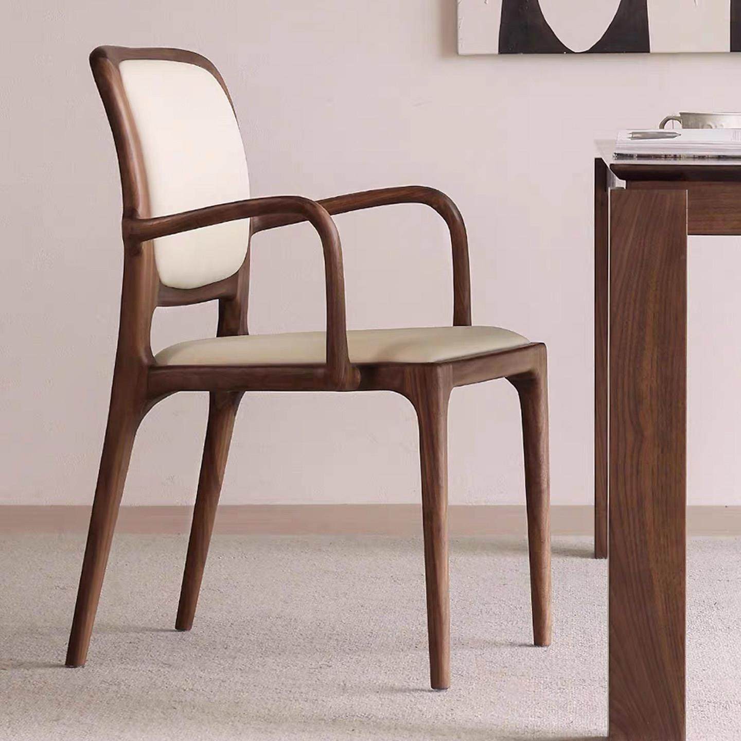 北欧实木餐椅家用软包扶手靠背椅简约餐桌椅真皮餐厅新款酒店椅子,住宅家具,餐椅,淘宝优惠券,粉丝福利购,淘宝优惠卷
