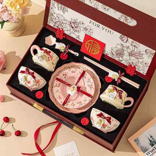 奶油花陶边瓷餐用Z1204具套装粉色系家饭碗深盘沙拉盘子高颜值盘