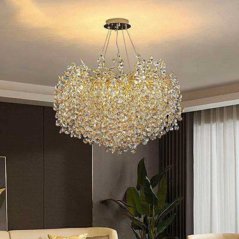 豪华别墅水晶吊灯树枝餐厅简美奢华高档客厅大灯法式枝形水晶灯具