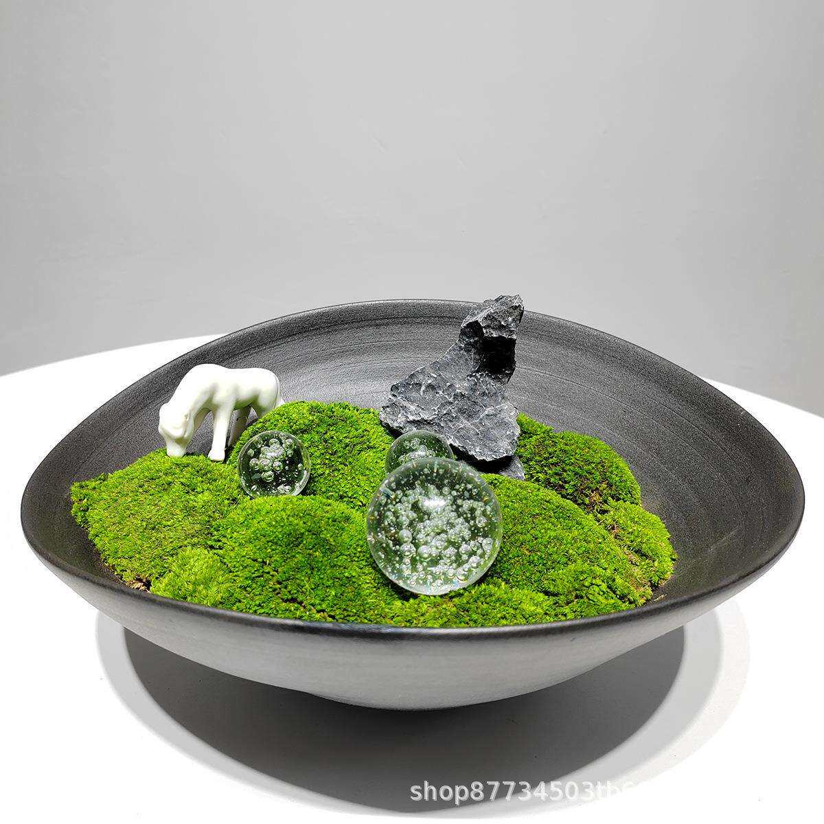 现代永生苔藓盆景售楼部花艺样板间茶几洽谈桌新中式绿植软装饰品