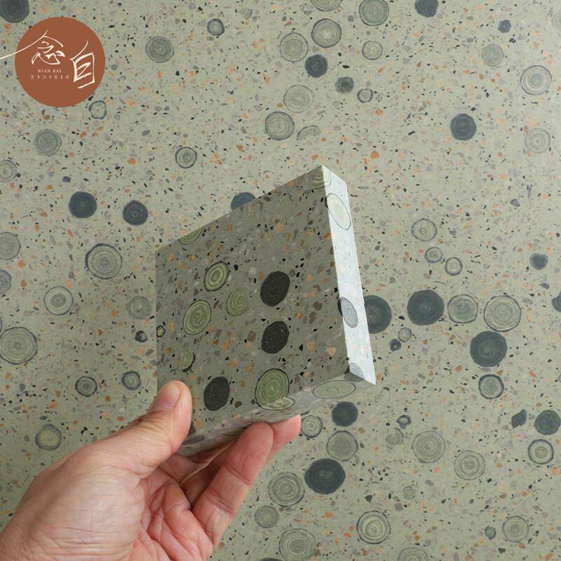绿色泡泡水磨石瓷砖商业空间店铺背景厨房墙地砖连锁咖啡店防滑砖