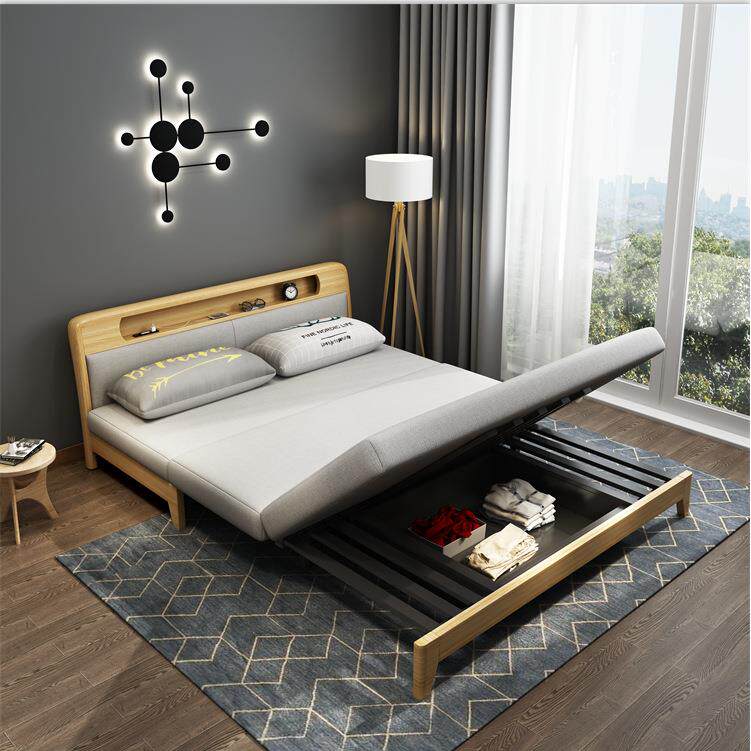 中式沙发床多折叠床客厅功能折518#叠沙发实木伸沙缩双人新发床两