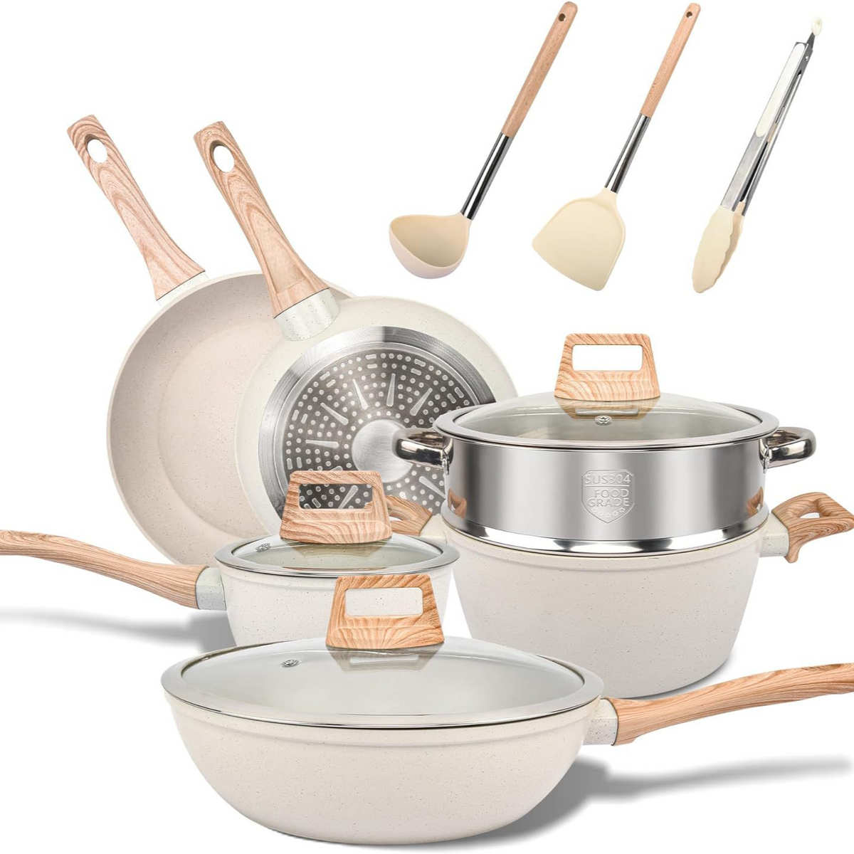 件套平底锅花岗岩家用套装套卡全套锅罗特具汤锅12煎炒不粘锅锅