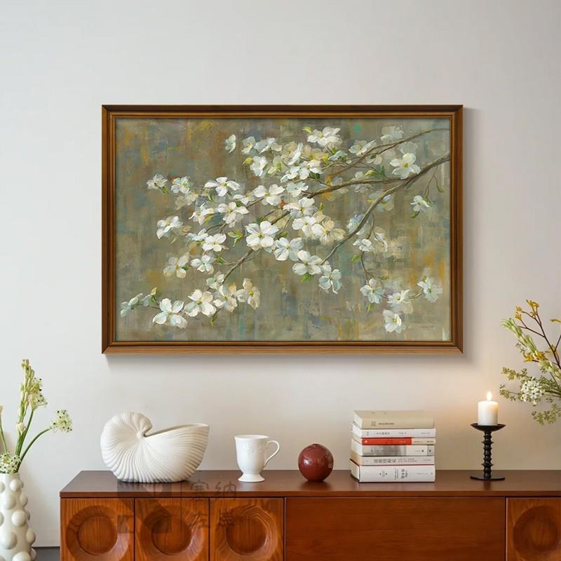 《花满春枝卉》中法式古风客厅装画苹果花绿色复古jj53201餐厅卧