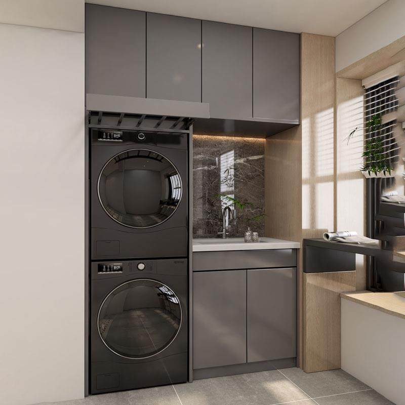 定制蜂窝铝不锈钢洗衣机烘干机叠放一体柜组合阳台铝柜储物收纳柜