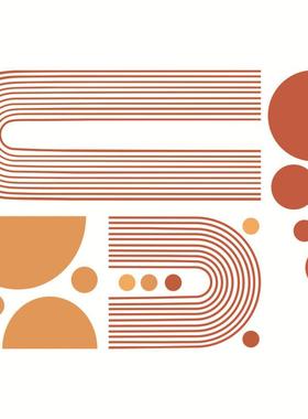 北欧boho拱门墙贴客厅沙发背景装饰波西米亚几何线条贴纸玄关贴画