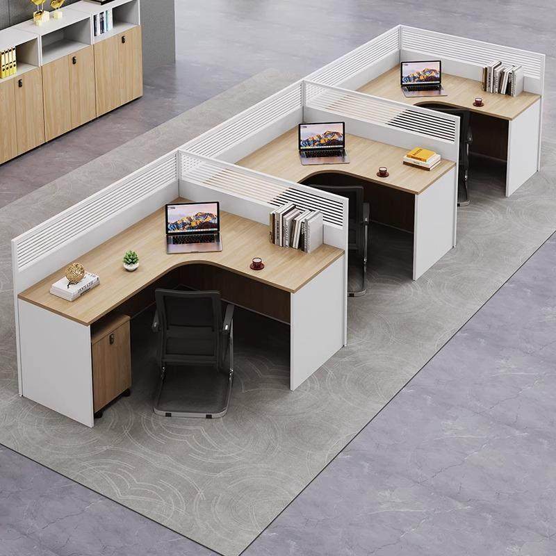 办公桌员工位职员办公室双4四6多人十字隔断卡座财务屏风桌椅组合