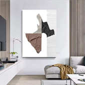 纯手工油画赤贫侘寂风装 饰画玄关客厅肌理画极简抽象手绘挂画