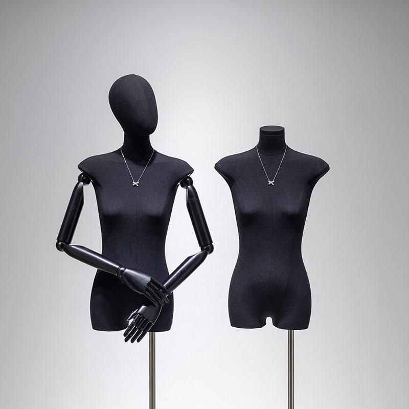 女装服装店模特展示架黑色扁身平胸半身人偶橱窗全身模特展示道具