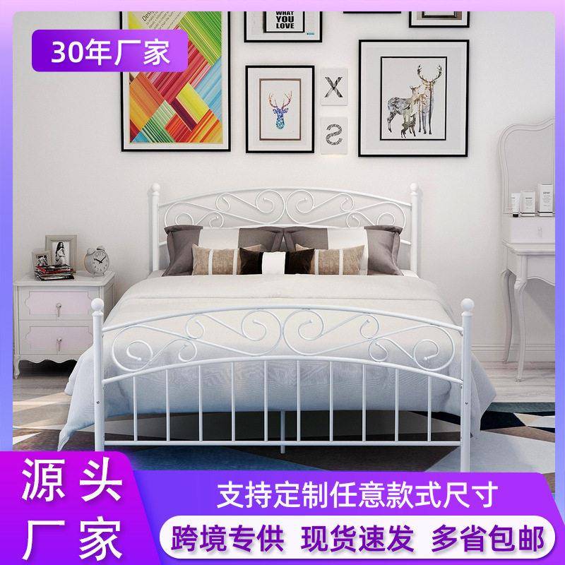 北欧民宿酒店公寓铁艺床小户型轻奢铁架床家用身公寓简易钢木床图片