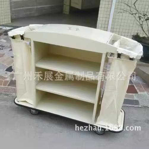 酒店客房服务车清洁车布草车钢板烤漆房口车白色双边布草车
