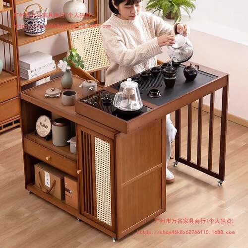 移小柜型茶桌茶水家放PYV阳台泡动茶桌茶台一用体茶几桌子喝茶全