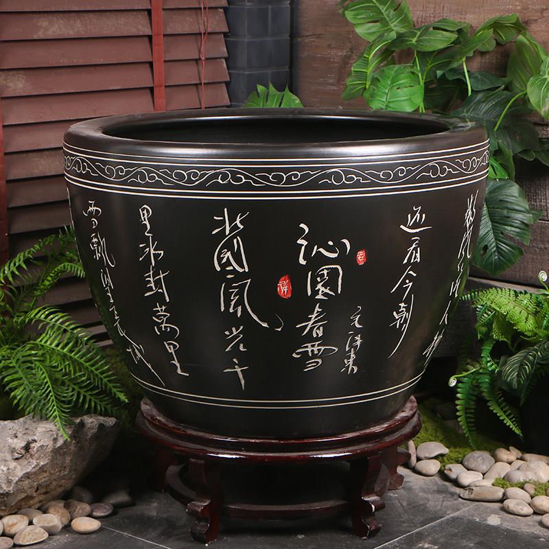 景德镇陶瓷锦鲤鱼缸大型公司落地水缸聚宝盆荷花碗莲缸甲鱼乌龟盆