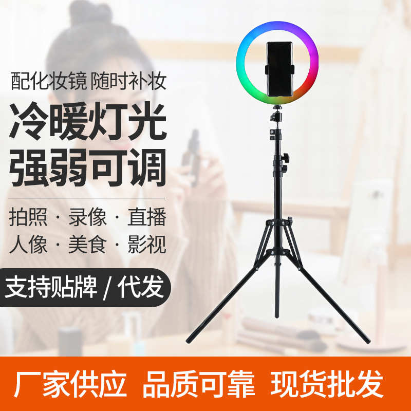 厂家直销厂家供应10寸炫彩RGB线控调光 补光灯 环形补光灯美颜灯