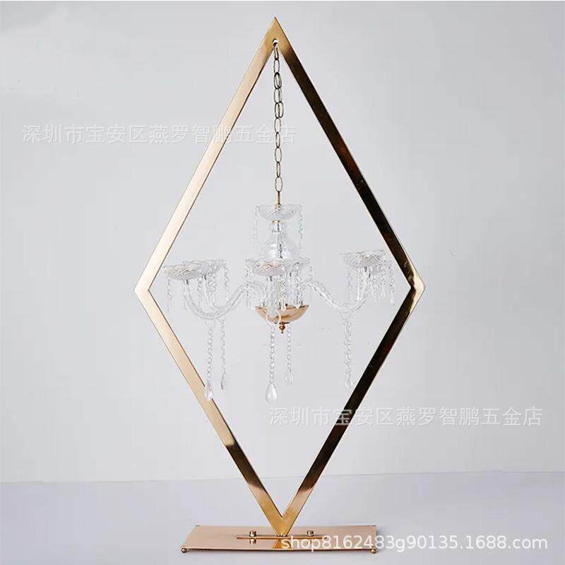 工艺品菱形烛台婚庆摆件婚礼主桌台布置婚庆路引金属北欧风铁艺