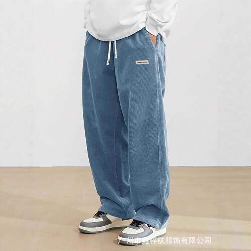 Men's Corduroy Pants Drawstring Waist Versatile Casual