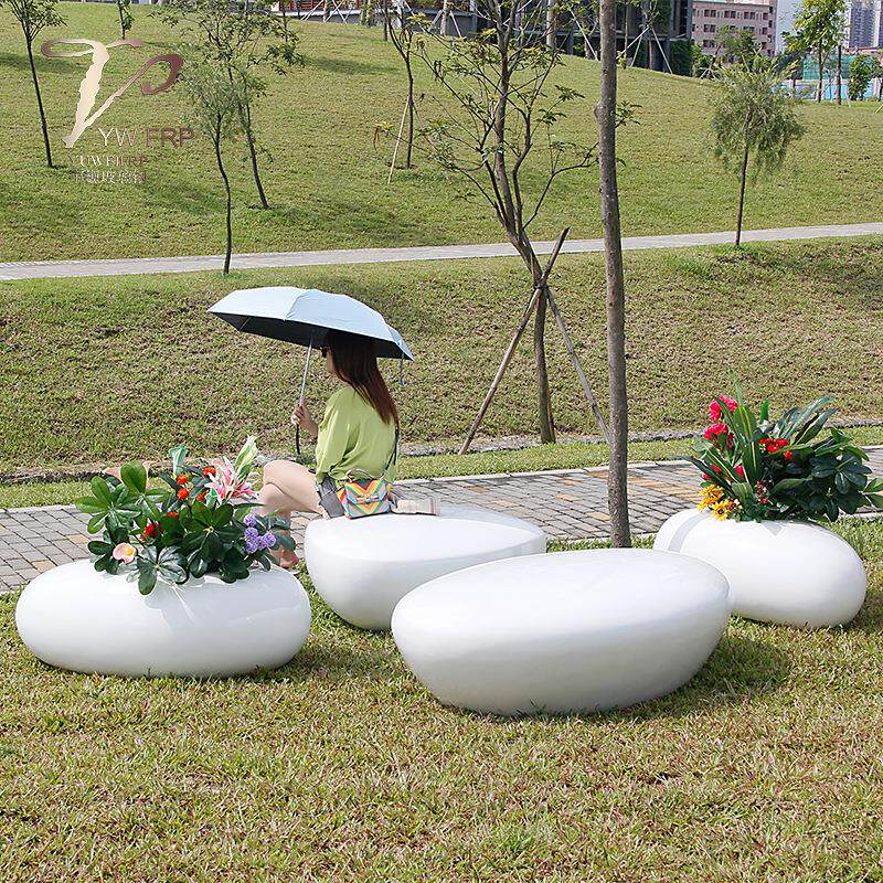 玻璃钢水滴组合花盆座椅公园景观休闲简约大坐凳商业美陈艺术家具