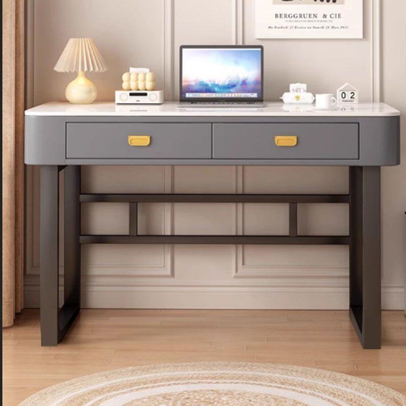 电脑桌台式家用学习桌意式轻奢办公桌简约卧室梳妆台一体学生书桌