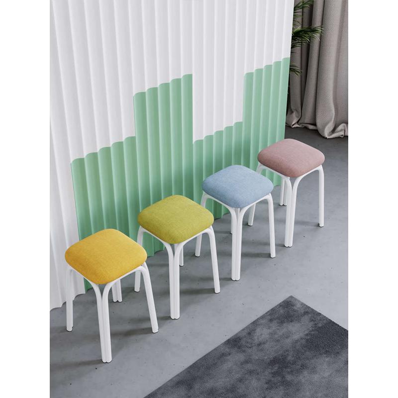 高凳子家用吃饭小椅子简易方凳可叠放铁板凳餐桌现代简约餐椅客榕