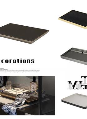 轻奢软装Pu皮革托盘珠宝展示板样板间衣帽间道具珠宝饰品底座