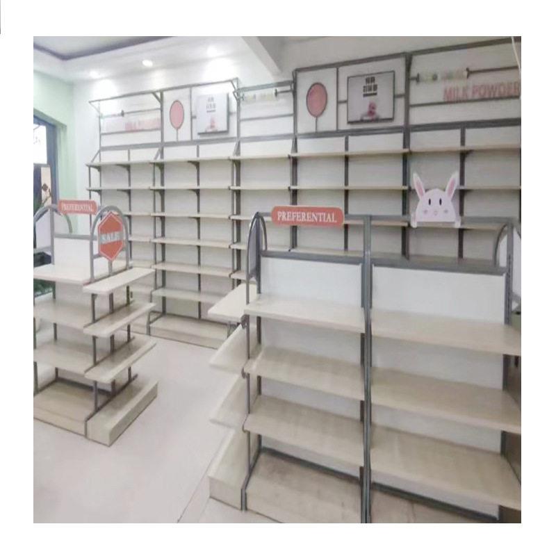 厂家定制母婴用品展示柜童装展示架圆弧设计婴幼儿服装中岛展示台
