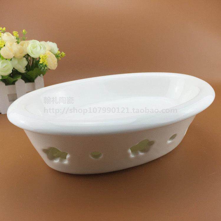 酒店陶瓷餐饮大鱼盘子汤盘汤锅配炉座可加热保温餐具旦形梅花炉