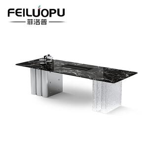 意式极简天然奢石茶台客厅家用简约现代高级感别墅轻奢大理石茶桌