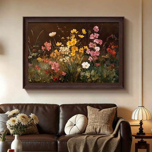 繁花》中古风客厅沙发背景墙壁挂画法式复古高级感花卉饭厅装饰画