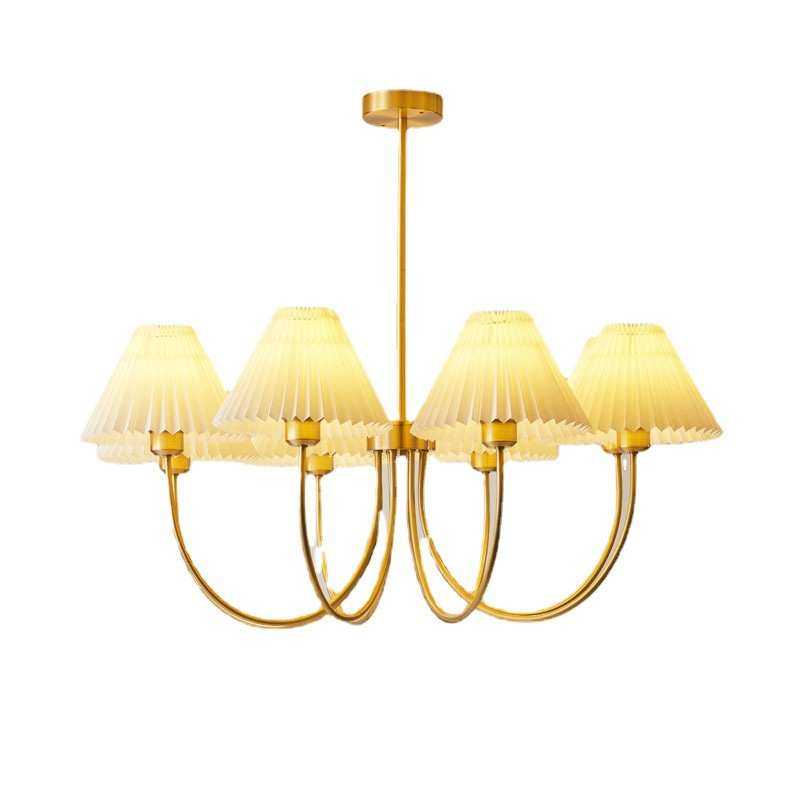 客厅吊灯餐厅卧室书房美式风格布艺褶皱灯罩现代简约全铜清新灯具,家装灯饰光源,客厅吊灯,淘宝优惠券,粉丝福利购,淘宝优惠卷