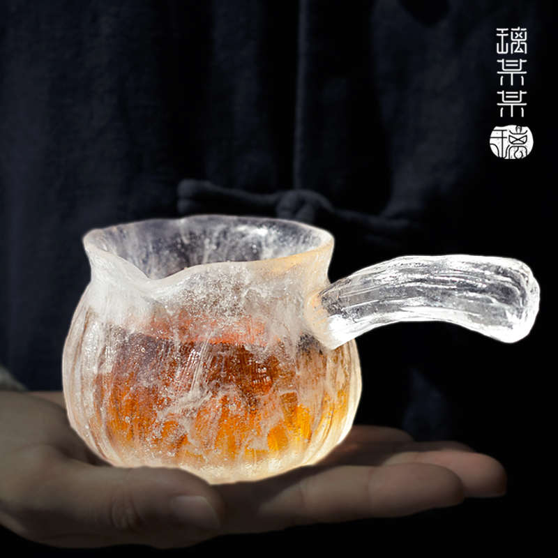 冰冻烧琉璃侧把公杯加厚防烫把手公道杯日式片口手工茶具分茶匀杯