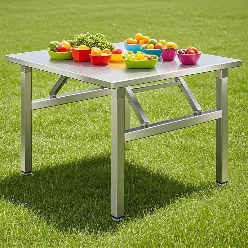 不锈钢折叠桌便携式烧烤桌子户外摆摊商用夜市出摊小方桌简易餐桌