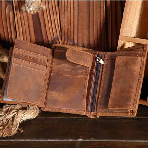 Men Genuine Leather Wallet Credit Card in Pocket Mini Money