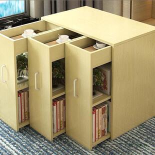 桌边拉抽LDO式书柜书橱移带轮书架收储纳动柜子阳台物柜窄夹缝置