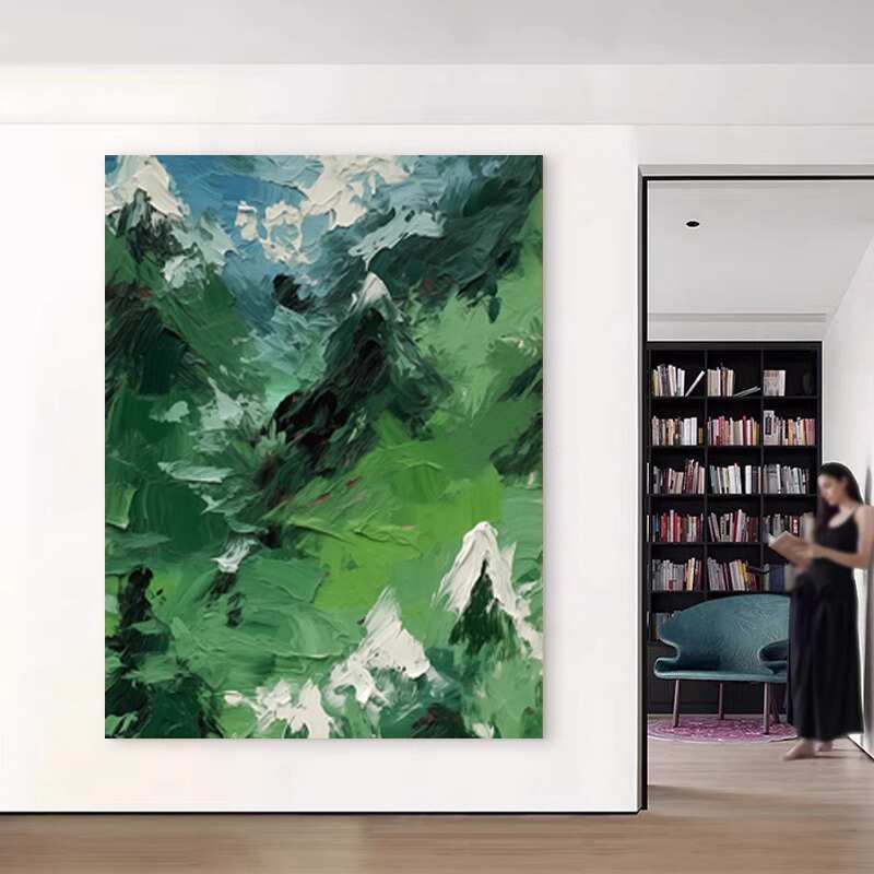 《一碧万顷》奶油风客厅装饰画抽象艺术感无框画入户玄关餐厅挂画